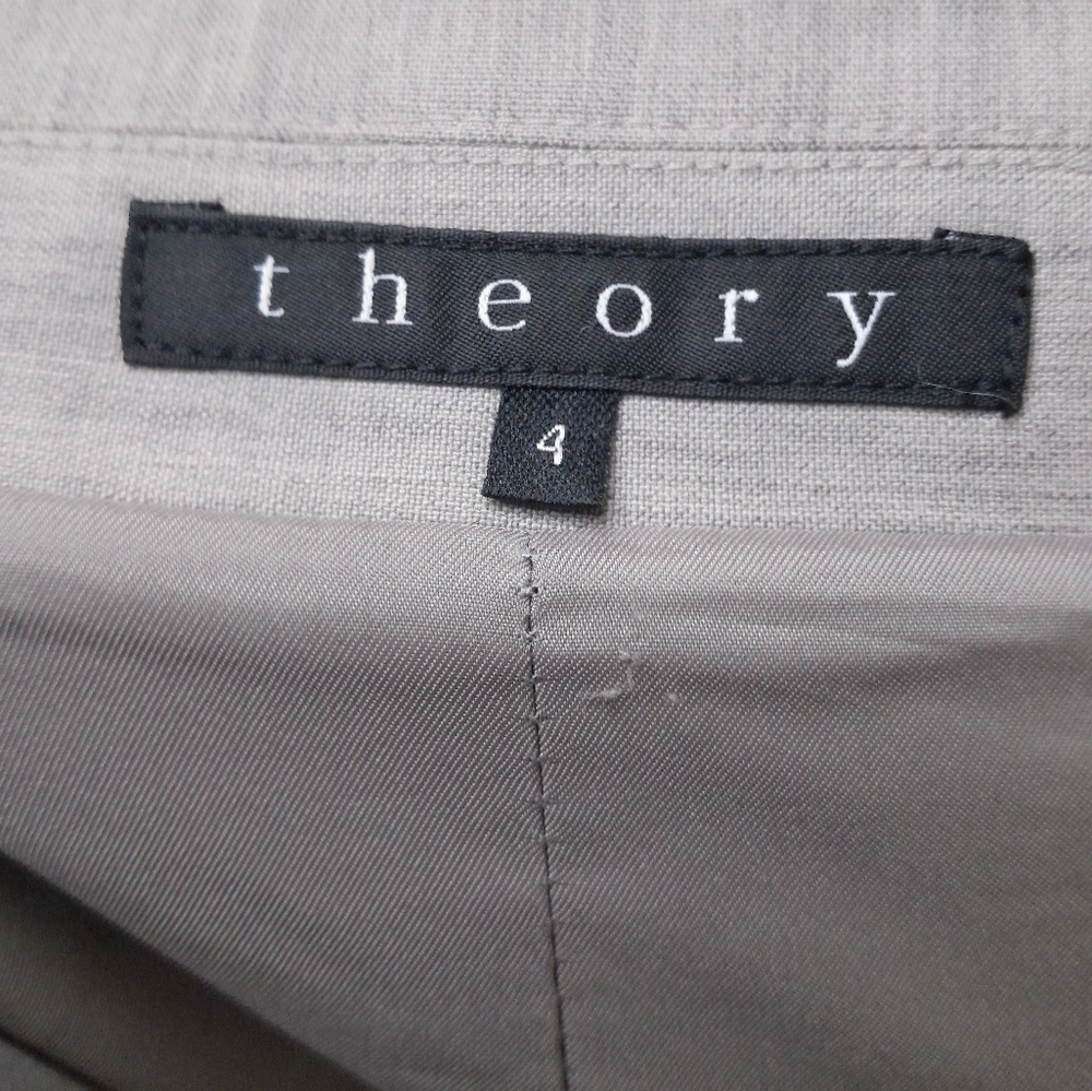 Theory Gray Wool Blend One-Button Blazer Women's Size 4 Fitted Jacket - Picture 2 of 5